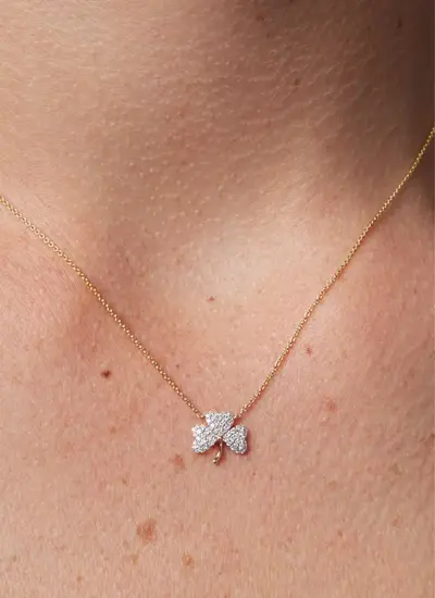 14K Gold Shamrock Necklace 